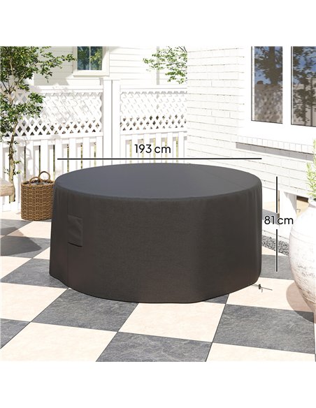 Outsunny Garden Patio Large Furniture Set Round Cover 600D Oxford Waterproof, Ф193 x 80H cm, Black - pic 152748 | FastDaddyshop