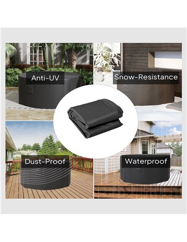 Outsunny Garden Patio Large Furniture Set Round Cover 600D Oxford Waterproof, Ф193 x 80H cm, Black