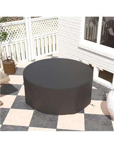 Outsunny Garden Patio Large Furniture Set Round Cover 600D Oxford Waterproof, Ф193 x 80H cm, Black