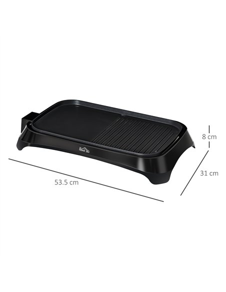 HOMCOM Teppanyaki Grill, 1600W Non Stick Table Top Grill, Barbecue Hot Plate with Adjustable Temperature and Drip Tray - pic 152766 | FastDaddyshop