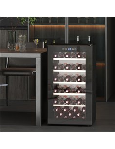 HOMCOM 41 Bottle Wine Fridge, 91 Litre Capacity, 45cm Wine Cooler Fridge with Glass Door, LED Light, Digital Touch Screen, Tempe 2