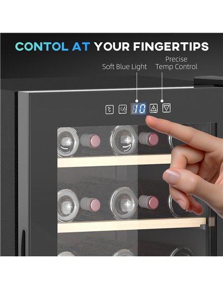 HOMCOM 41 Bottle Wine Fridge, 91 Litre Capacity, 45cm Wine Cooler Fridge with Glass Door, LED Light, Digital Touch Screen, Tempe - pic 152776 | FastDaddyshop