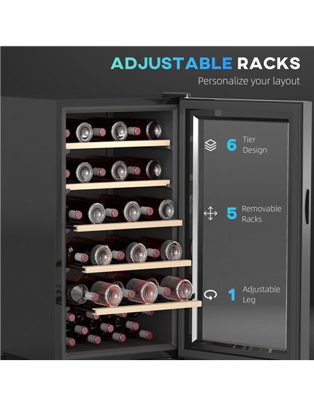 HOMCOM 41 Bottle Wine Fridge, 91 Litre Capacity, 45cm Wine Cooler Fridge with Glass Door, LED Light, Digital Touch Screen, Tempe - pic 152779 | FastDaddyshop