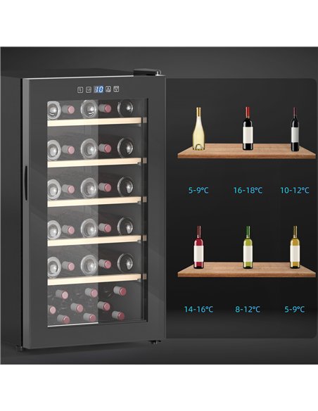 HOMCOM 41 Bottle Wine Fridge, 91 Litre Capacity, 45cm Wine Cooler Fridge with Glass Door, LED Light, Digital Touch Screen, Tempe - pic 152781 | FastDaddyshop
