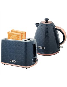 HOMCOM 1.7L 3000W Fast Boil Kettle & 2 Slice Toaster Set, Kettle and Toaster Set with Auto Shut Off, Browning Controls, Blue