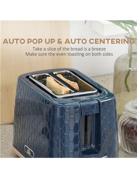 HOMCOM 1.7L 3000W Fast Boil Kettle & 2 Slice Toaster Set, Kettle and Toaster Set with Auto Shut Off, Browning Controls, Blue - pic 152787 | FastDaddyshop