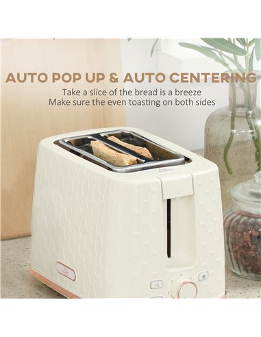 HOMCOM 1.7L 3000W Fast Boil Kettle & 2 Slice Toaster Set, Kettle and Toaster Set with Auto Shut Off, Browning Controls, Beige