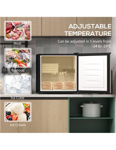 HOMCOM 35L Mini Freezer, -24℃ to -14℃ Temperature - Silver Tone