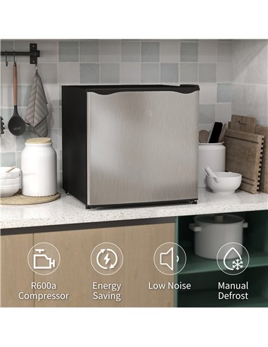 HOMCOM 35L Mini Freezer, -24℃ to -14℃ Temperature - Silver Tone