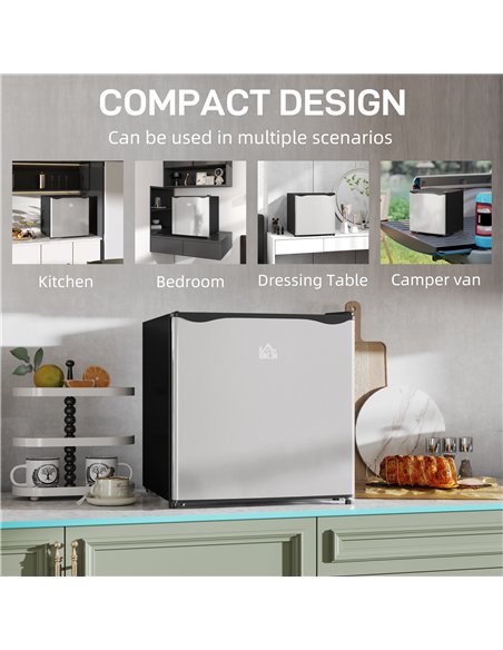 HOMCOM 46 Litre Table Top Mini Fridge, Small Fridge with Ice Box, Reversible Door, Adjustable Temperature and Legs for Bedrooms, - pic 152815 | FastDaddyshop