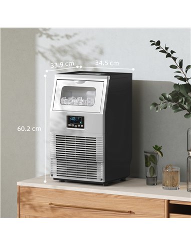 HOMCOM Commercial Ice Maker Machine, Freestanding Industrial Ice Cube Maker with Digital Control, Ice Scoop, Self-cleaning, 4kg 