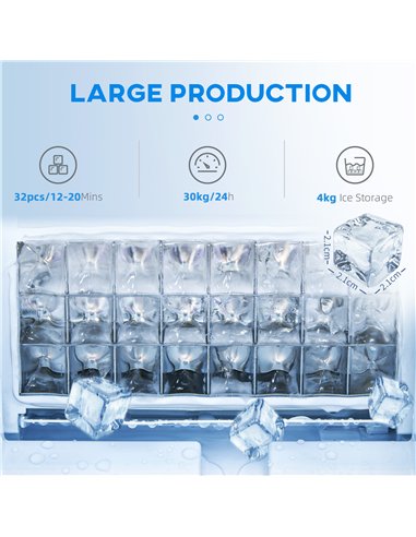 HOMCOM Commercial Ice Maker Machine, Freestanding Industrial Ice Cube Maker with Digital Control, Ice Scoop, Self-cleaning, 4kg 