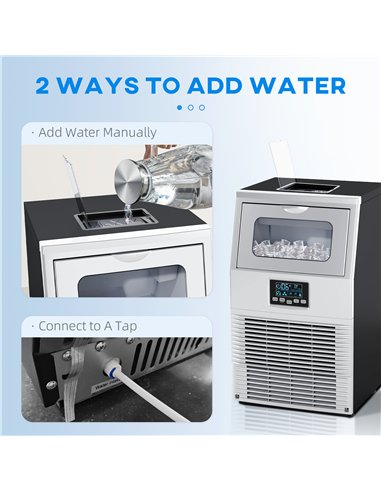 HOMCOM Commercial Ice Maker Machine, Freestanding Industrial Ice Cube Maker with Digital Control, Ice Scoop, Self-cleaning, 4kg 