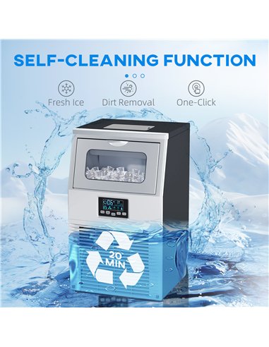 HOMCOM Commercial Ice Maker Machine, Freestanding Industrial Ice Cube Maker with Digital Control, Ice Scoop, Self-cleaning, 4kg 