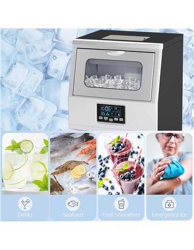 HOMCOM Commercial Ice Maker Machine, Freestanding Industrial Ice Cube Maker with Digital Control, Ice Scoop, Self-cleaning, 4kg 