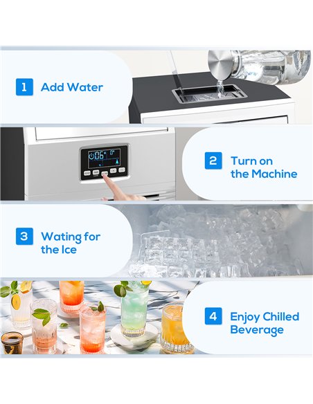 HOMCOM Commercial Ice Maker Machine, Freestanding Industrial Ice Cube Maker with Digital Control, Ice Scoop, Self-cleaning, 4kg  - pic 152826 | FastDaddyshop