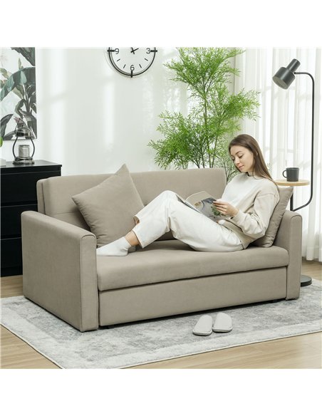 HOMCOM 2 Seater Sofa Bed, Convertible Bed Settee, Modern Velvet Loveseat Sofa Couch with 2 Cushions, Hidden Storage for Living R - pic 152846 | FastDaddyshop