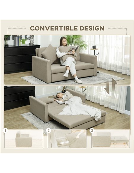 HOMCOM 2 Seater Sofa Bed, Convertible Bed Settee, Modern Velvet Loveseat Sofa Couch with 2 Cushions, Hidden Storage for Living R - pic 152848 | FastDaddyshop
