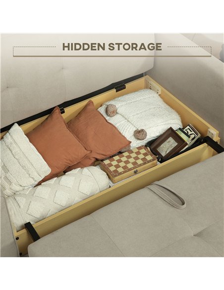 HOMCOM 2 Seater Sofa Bed, Convertible Bed Settee, Modern Velvet Loveseat Sofa Couch with 2 Cushions, Hidden Storage for Living R - pic 152849 | FastDaddyshop