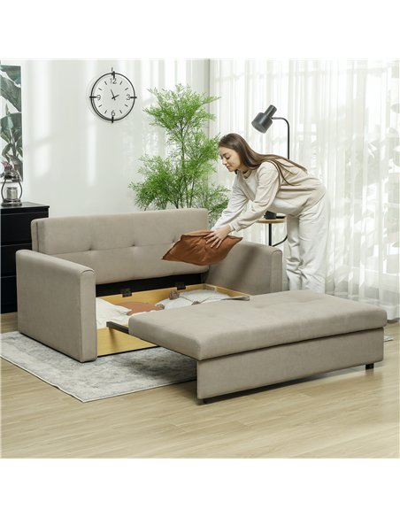 HOMCOM 2 Seater Sofa Bed, Convertible Bed Settee, Modern Velvet Loveseat Sofa Couch with 2 Cushions, Hidden Storage for Living R - pic 152852 | FastDaddyshop