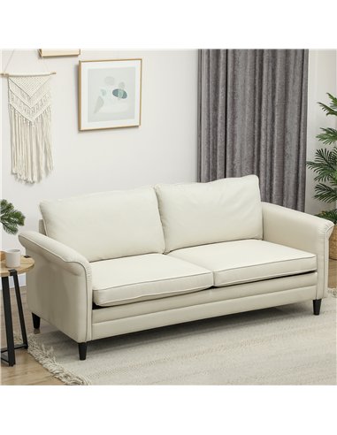HOMCOM 3 Seater Sofa, Modern Fabric Sofa Couch with Spring Cushion, Rubber Wood Legs, 191cm Upholstered Settee for Living Room, 