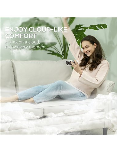 HOMCOM 3 Seater Sofa, Modern Fabric Sofa Couch with Spring Cushion, Rubber Wood Legs, 191cm Upholstered Settee for Living Room, 