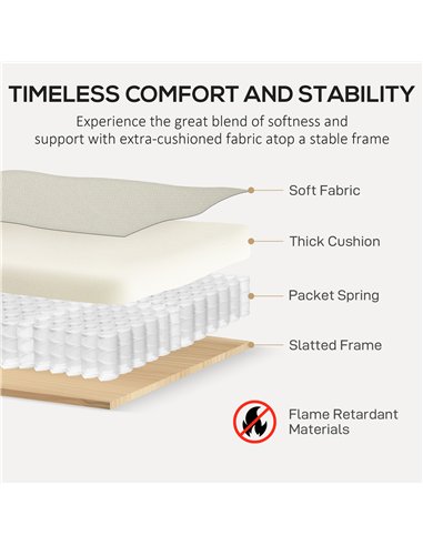 HOMCOM 3 Seater Sofa, Modern Fabric Sofa Couch with Spring Cushion, Rubber Wood Legs, 191cm Upholstered Settee for Living Room, 