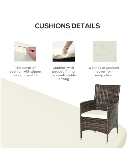 Outsunny Garden Outdoor Rattan Furniture Bistro Set 3 PCs Patio Weave Companion Chair Table Set Conservatory (Brown) - pic 15286 | FastDaddyshop