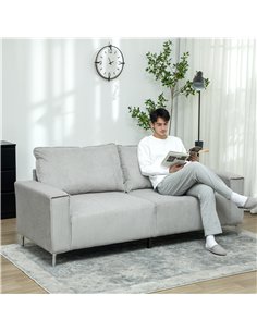 HOMCOM Three-Seater Corduroy - Light Grey 2