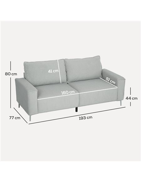 HOMCOM Three-Seater Corduroy - Light Grey - pic 152865 | FastDaddyshop