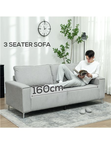 HOMCOM Three-Seater Corduroy - Light Grey - pic 152866 | FastDaddyshop