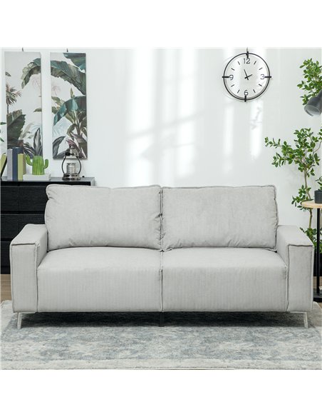 HOMCOM Three-Seater Corduroy - Light Grey - pic 152869 | FastDaddyshop