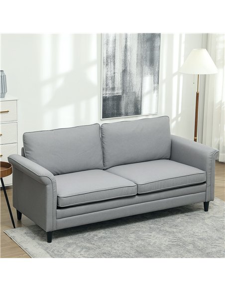 HOMCOM 3 Seater Sofa, Modern Fabric Sofa Couch with Spring Cushion, Rubber Wood Legs, 191cm Upholstered Settee for Living Room,  - pic 152873 | FastDaddyshop