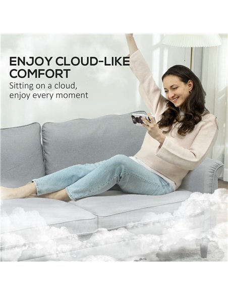 HOMCOM 3 Seater Sofa, Modern Fabric Sofa Couch with Spring Cushion, Rubber Wood Legs, 191cm Upholstered Settee for Living Room,  - pic 152875 | FastDaddyshop