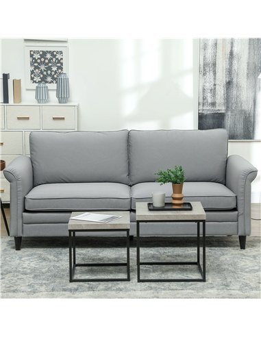 HOMCOM 3 Seater Sofa, Modern Fabric Sofa Couch with Spring Cushion, Rubber Wood Legs, 191cm Upholstered Settee for Living Room, 