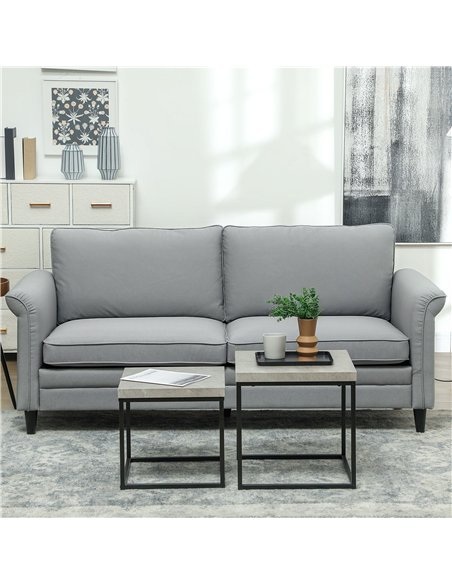 HOMCOM 3 Seater Sofa, Modern Fabric Sofa Couch with Spring Cushion, Rubber Wood Legs, 191cm Upholstered Settee for Living Room,  - pic 152879 | FastDaddyshop