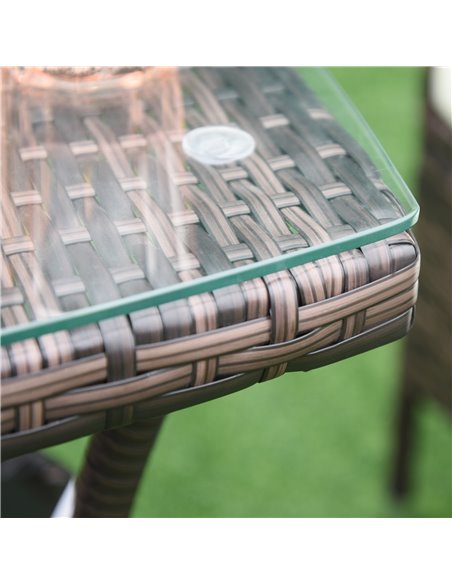Outsunny Garden Outdoor Rattan Furniture Bistro Set 3 PCs Patio Weave Companion Chair Table Set Conservatory (Brown) - pic 15288 | FastDaddyshop
