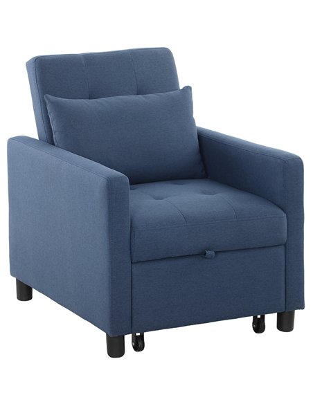 HOMCOM 3-In-1 Chair Bed, Convertible Sleeper Chair with Adjustable Backrest, Pillow and Footrest for Living Room, Blue - pic 152881 | FastDaddyshop