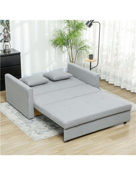 HOMCOM 2 Seater Sofa Bed, Convertible Bed Settee, Modern Linen Loveseat Sofa Couch with 2 Cushions, Hidden Storage for Living Ro - pic 152896 | FastDaddyshop
