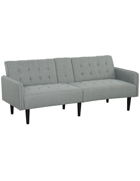 HOMCOM Upholstered Click Clack Sofa Bed, Linen-Feel 3 Seater Sofa Bed with Storage and Cupholders, Light Grey - pic 152908 | FastDaddyshop