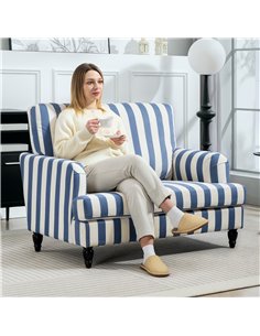 HOMCOM Modern Accent Chair, Velvet Single Sofa Armchair with Stripe, Turned Legs and Wide Seat, Upholstered Snuggle Chair for Li 2