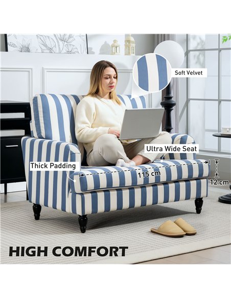 HOMCOM Modern Accent Chair, Velvet Single Sofa Armchair with Stripe, Turned Legs and Wide Seat, Upholstered Snuggle Chair for Li - pic 152921 | FastDaddyshop