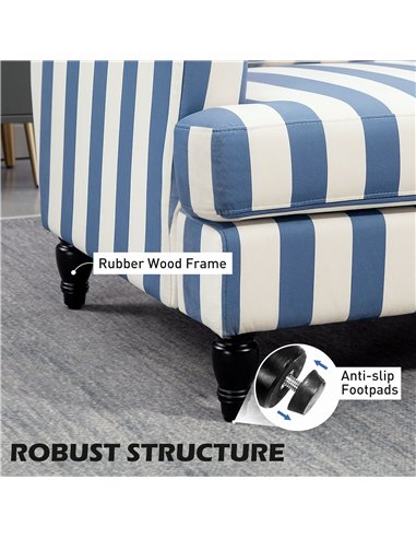 HOMCOM Modern Accent Chair, Velvet Single Sofa Armchair with Stripe, Turned Legs and Wide Seat, Upholstered Snuggle Chair for Li