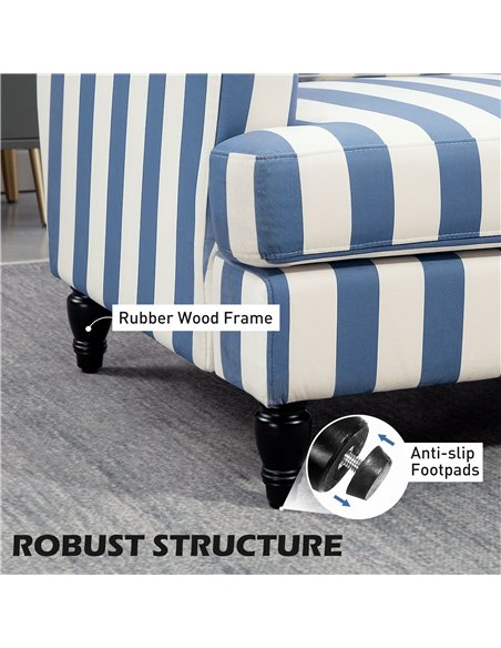 HOMCOM Modern Accent Chair, Velvet Single Sofa Armchair with Stripe, Turned Legs and Wide Seat, Upholstered Snuggle Chair for Li - pic 152922 | FastDaddyshop