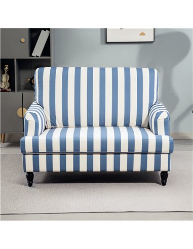 HOMCOM Modern Accent Chair, Velvet Single Sofa Armchair with Stripe, Turned Legs and Wide Seat, Upholstered Snuggle Chair for Li