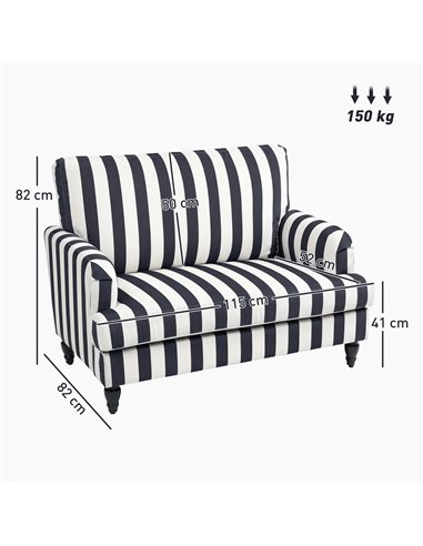 HOMCOM Modern Accent Chair, Velvet Single Sofa Armchair with Stripe, Turned Legs and Wide Seat, Upholstered Snuggle Chair for Li