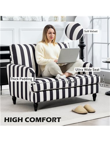 HOMCOM Modern Accent Chair, Velvet Single Sofa Armchair with Stripe, Turned Legs and Wide Seat, Upholstered Snuggle Chair for Li
