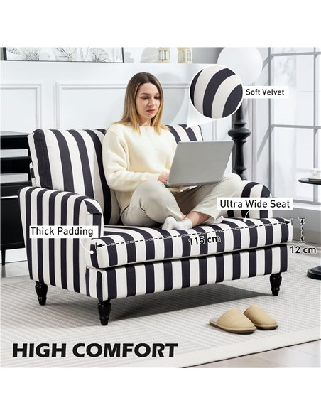 HOMCOM Modern Accent Chair, Velvet Single Sofa Armchair with Stripe, Turned Legs and Wide Seat, Upholstered Snuggle Chair for Li - pic 152930 | FastDaddyshop