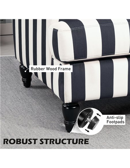 HOMCOM Modern Accent Chair, Velvet Single Sofa Armchair with Stripe, Turned Legs and Wide Seat, Upholstered Snuggle Chair for Li - pic 152931 | FastDaddyshop
