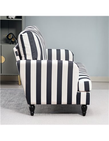 HOMCOM Modern Accent Chair, Velvet Single Sofa Armchair with Stripe, Turned Legs and Wide Seat, Upholstered Snuggle Chair for Li